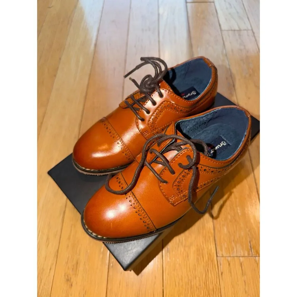 Bruno Marc Boys Brown Oxford Dress Shoes Size 11 Formal Lace Up Shoe